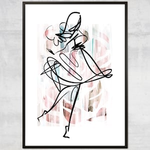 Dancer Line Art Print – Minimal Woman Painting, Minimalist Boho Decor, Aesthetic Wall Art, Elegant Line Drawing