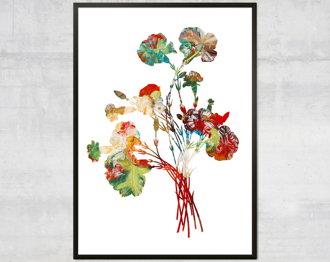 Vintage Flower Wall Art, Antique Botanical Home Decor, Archival Floral
