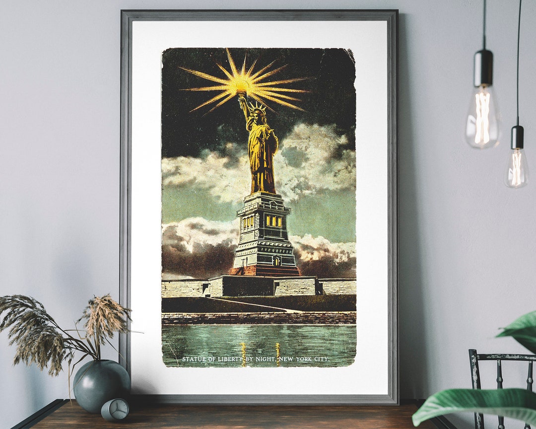 Statue of Liberty Art Print – New York Skyline Wall Art, Antique Travel ...