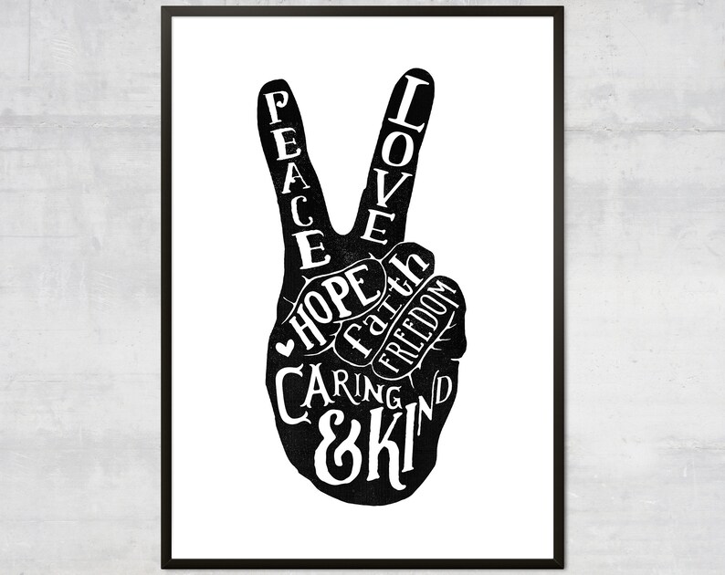 Peace sign art print World Peace Sign peace and love Inspirational Wall Art Minimalist bohemian decor peace symbol