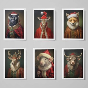 Cartões de Natal com cabeça de animal – Pacote com 6 cartões de Natal divertidos com envelopes
