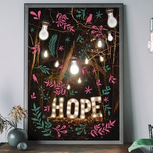 Hope Christmas Art Print – Xmas Poster, Holiday Home Decor, Festive Christmas Decorations