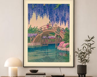 Kawase Hasui Woodblock Print | Kameido Shrine Japanese Art | Japandi Wall Decor Gift