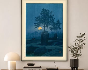 Kawase Hasui Full Moon Print | Japanese Woodblock Wall Art | Zen Home Gift