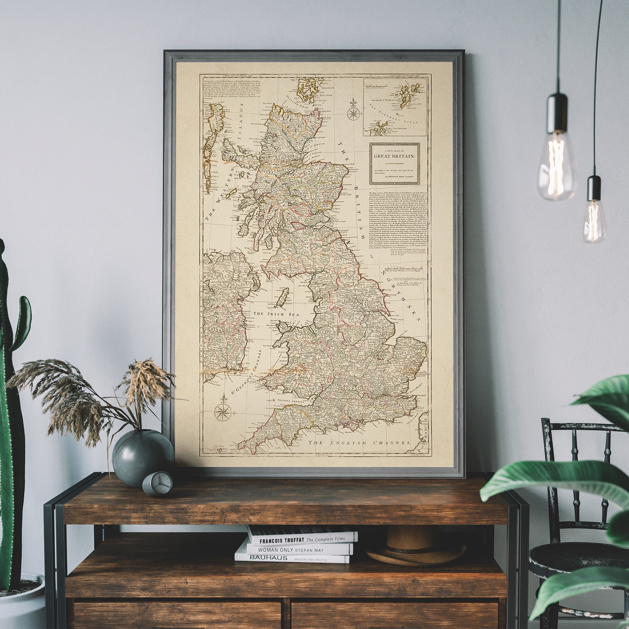 Vintage Great Britain Map Print – Historical UK Art, Antique Geography Poster, Travel Wall Decor