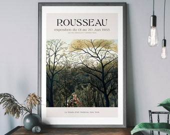 Henri Rousseau Museum Poster, Vintage Exhibition Print, Rendezvous in a Forest, Classic Oil Painting