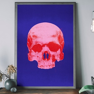 Andy Warhol Skull Print, Retro Popart Skull, Vintage Gothic Art Poster, Art Lover Gift