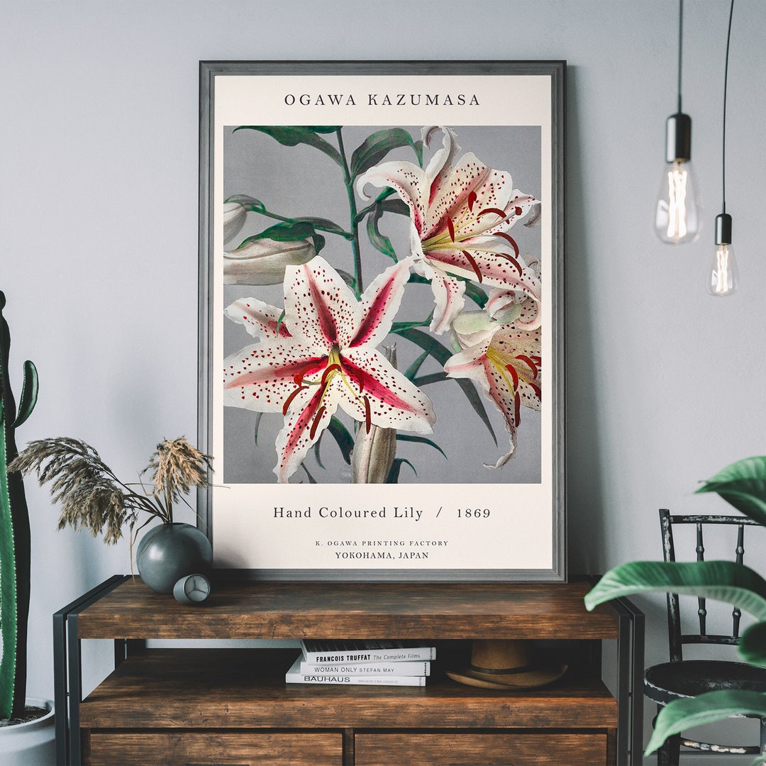 Lily Flower Art Print, Vintage Ogawa Kazumasa Art, Japanese Art, Hand