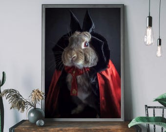 Halloween Hase Poster Print: Gruseliges Gothic Cottagecore Tier Poster