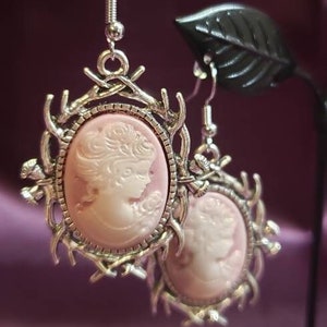 Pink Cameo Earrings