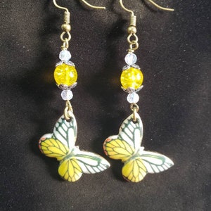 Yellow butterfly earrings