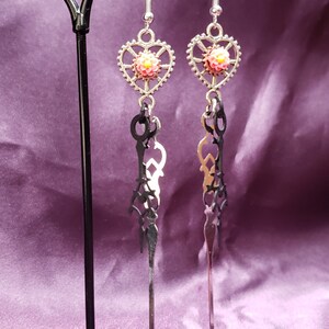 steampunk flower gear earrings