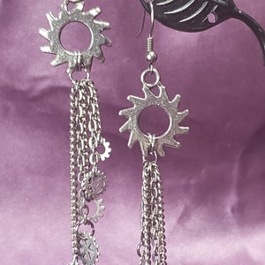Steampunk gear tassel earrings
