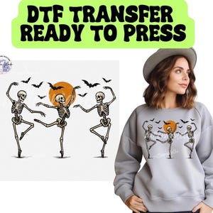 Dancing Skeleton Halloween Ready To Press DTF Transfer | Halloween | Fall | Cute Halloween | Halloween Shirt | Spooky Season