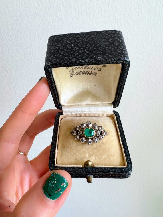 Antique Iberian Emerald and Diamond Gold Ring | Sp