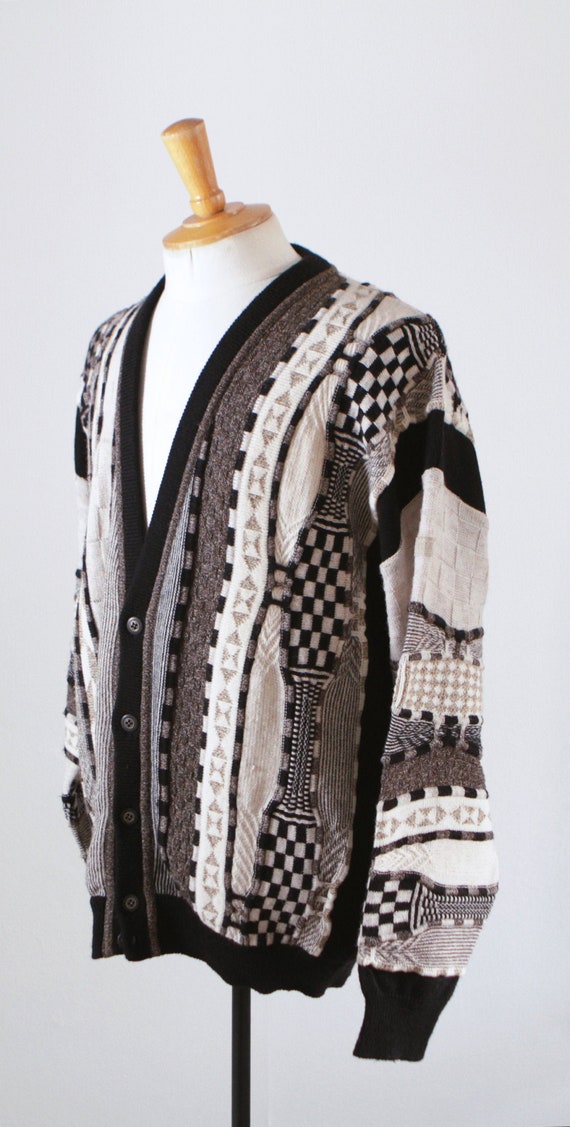 90s Oversized 3D Pattern Cardigan