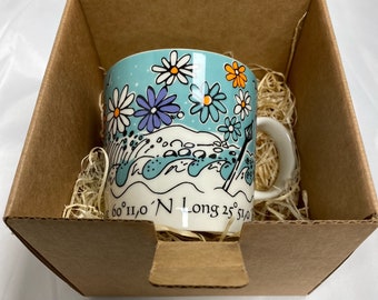 Arabia KÖÖKKI Salt Box: Hand-painted Cobalt Floral, Teak Lid