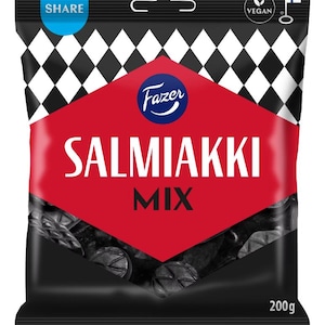 Sachet de 200 g de gommes à mâcher au vin Salmiakki Mix et à la réglisse FAZER Finlande *vegan