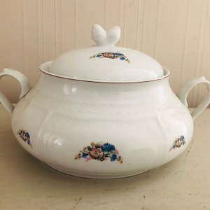 Vintage Ceramic Serving Bowl with Lid
