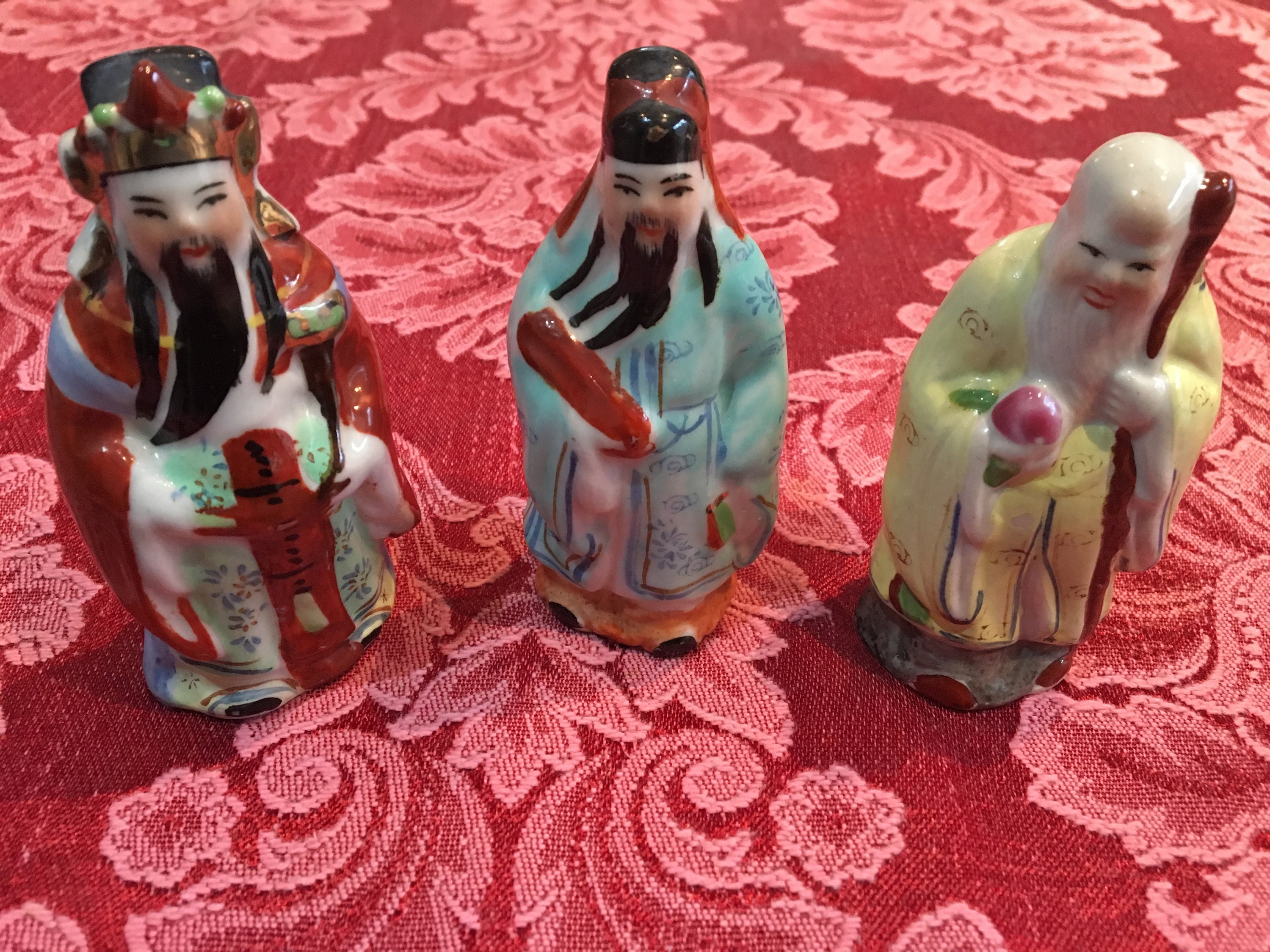 Set of 3 Ceramic Asian Figurines Etsy