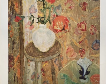 Vintage Art Poster ‘Poppies and Cretonne Cloth’, by Sir William Gillies R.S.A; R.S.W (1898-1973)Eastwood Publications Ltd, Glasgow, Scotland