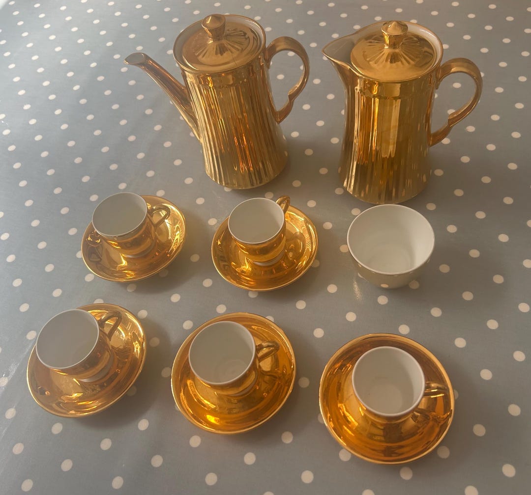 Vintage Royal Worcester Gold Lustre Fluted Tea and Coffee Set - Etsy UK