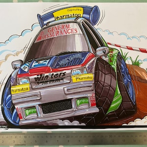 Renault Clio Caricature A3  Vintage Print, c.1998