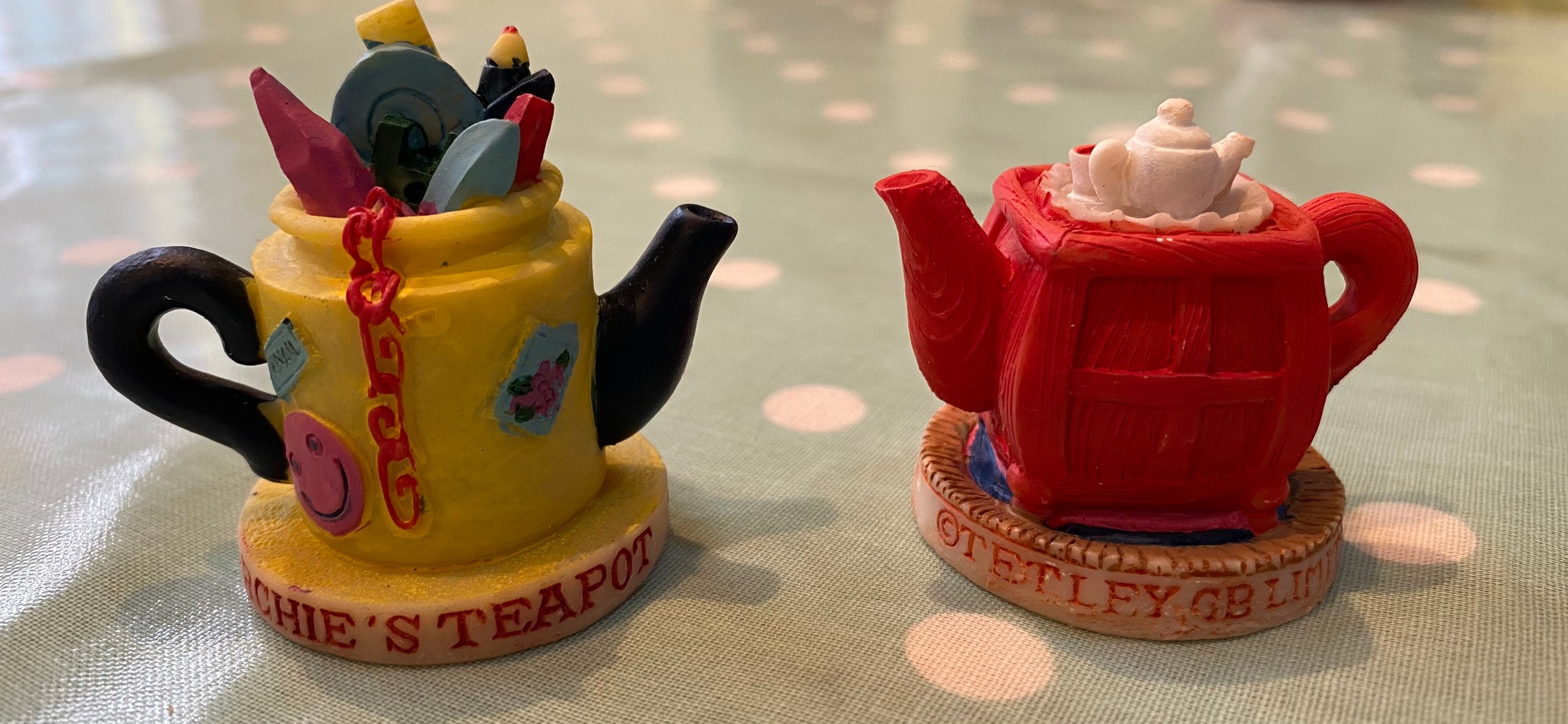 A Set of Retro Vintage Tetley Tea Pot Miniature Resin Etsy UK