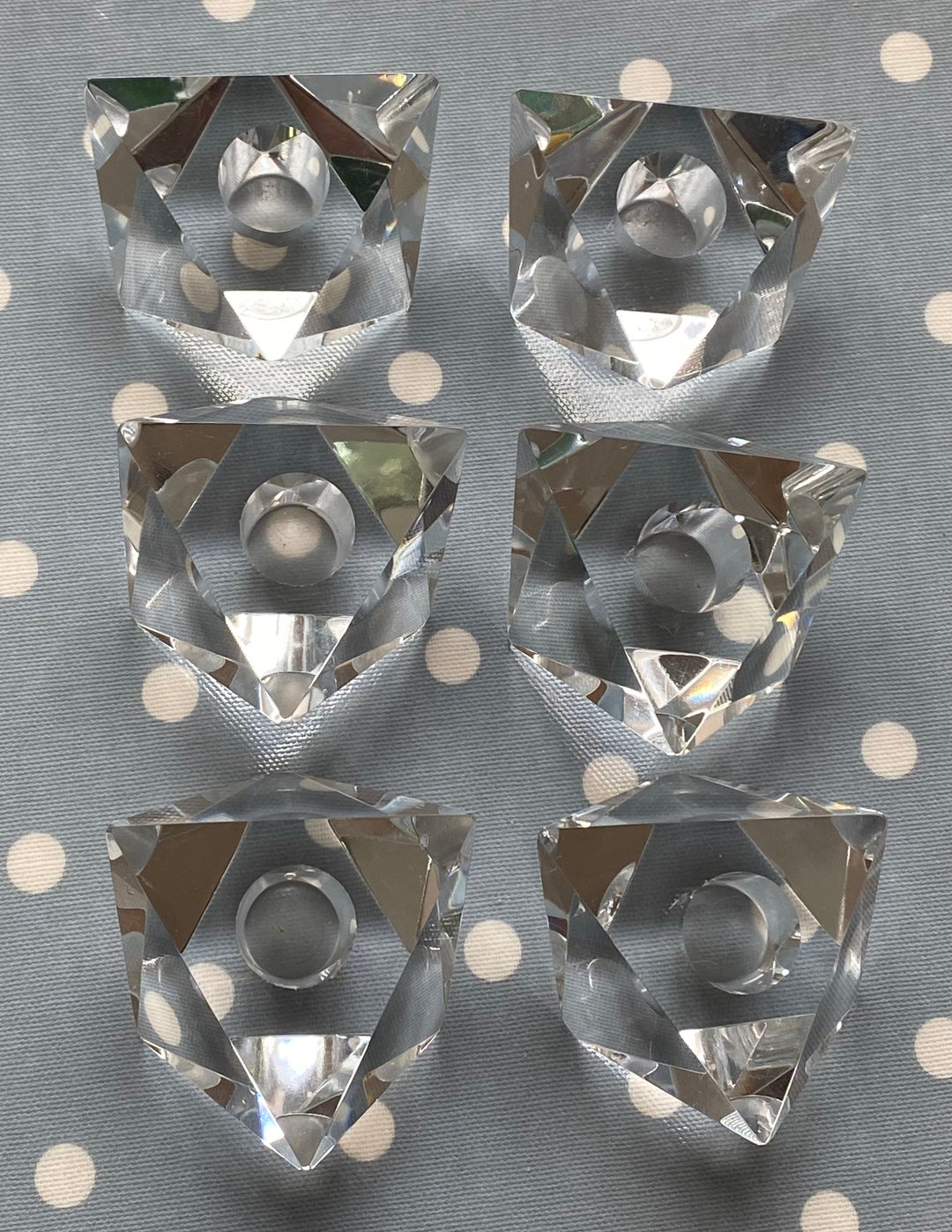 Six Vintage Cut Glass Candle Holders Etsy