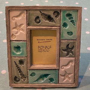 Prototype Retro Vintage Sample Seashell Tile Ceramic Hand finished Moulded 3 x 2 ins frame Made in China