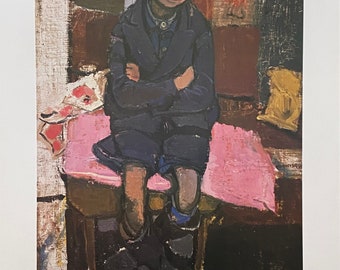 Vintage Art Poster ‘Boy on Stool’ by Joan Eardley (1921-1963) Eastwood Publications Ltd, Glasgow, Scotland