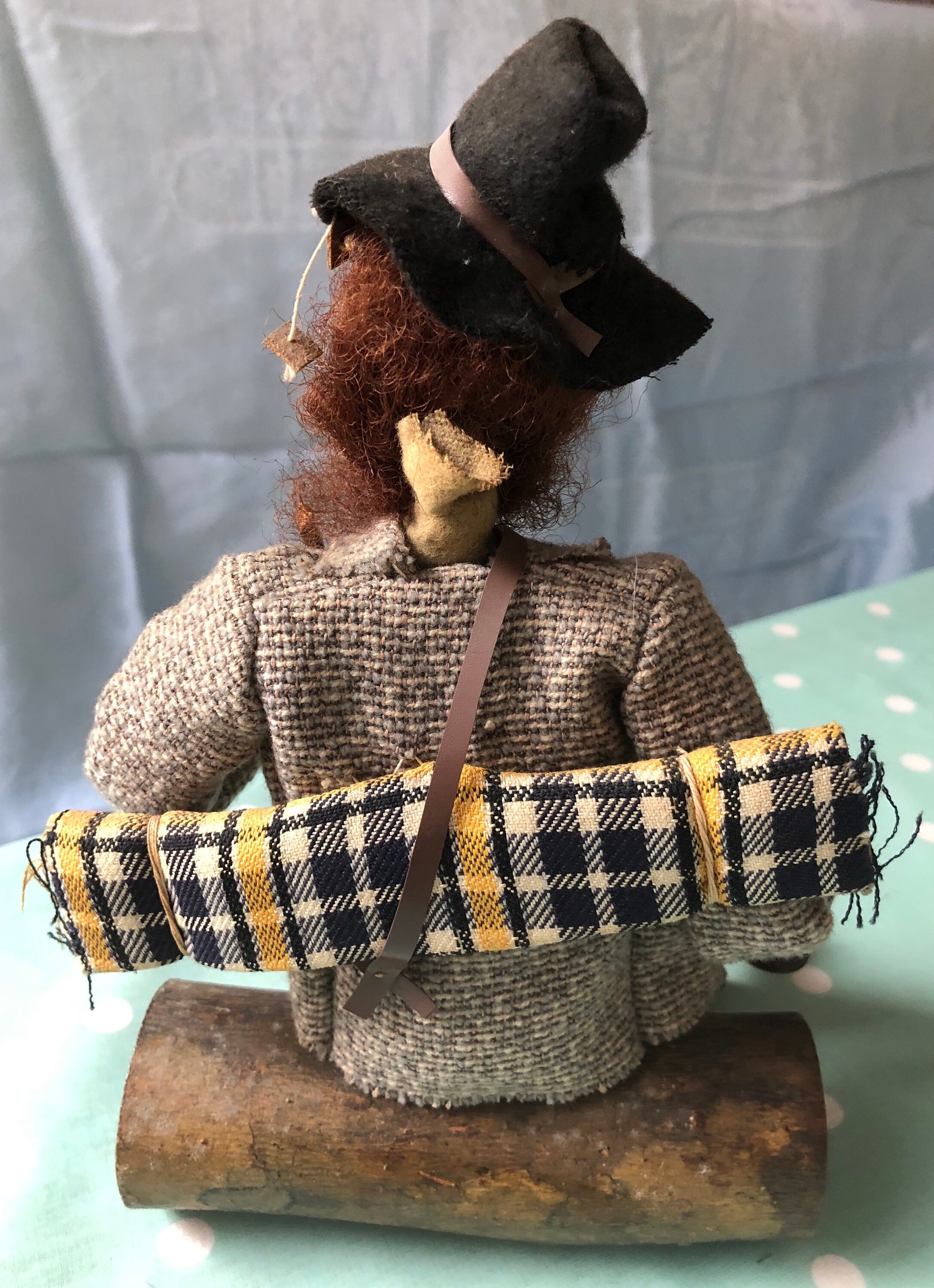 Vintage Australian Swagman Doll Sitting on Wooden Log - Etsy