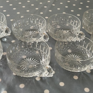 A set of eight diamond and split cut glass coupes