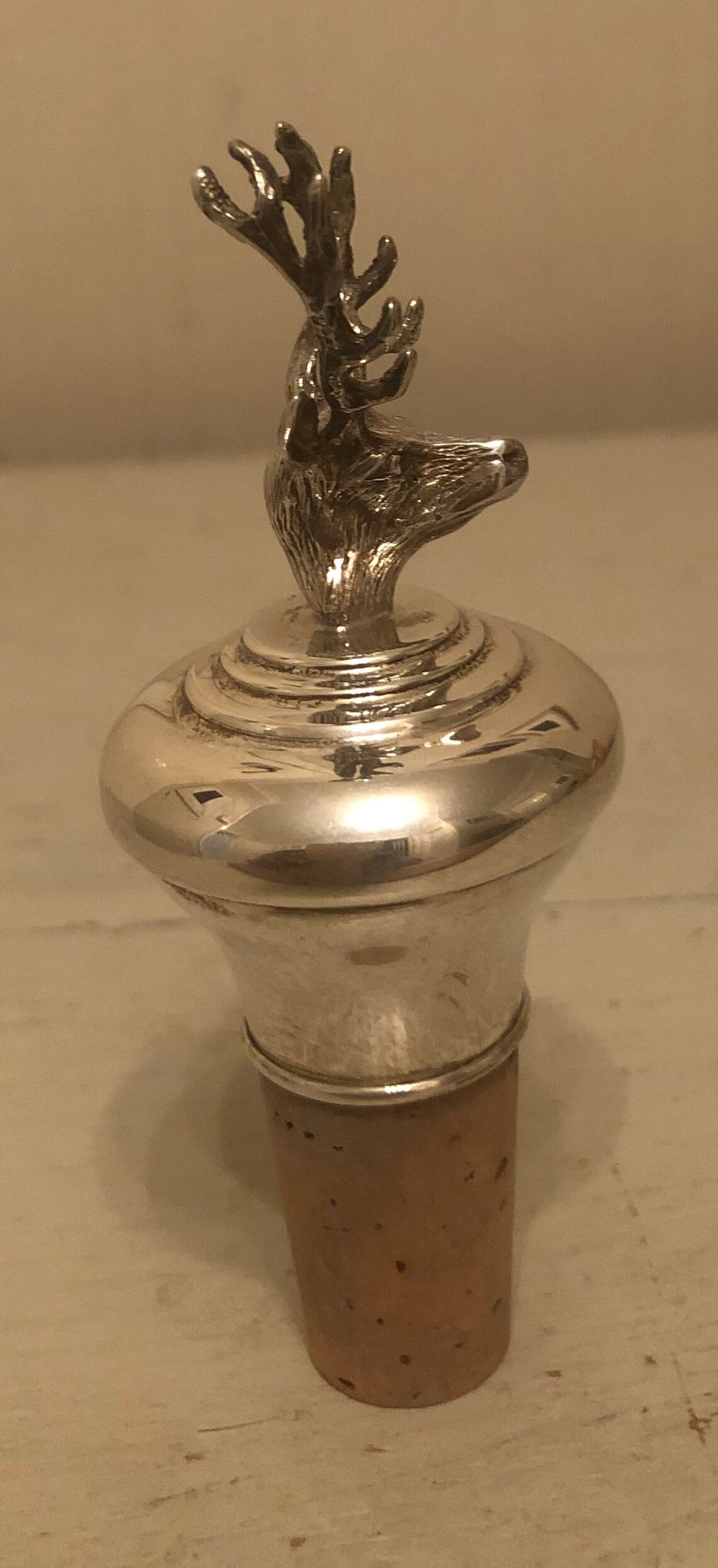 Hallmarked Silver Stags Head Cork Bottle Stopper Etsy