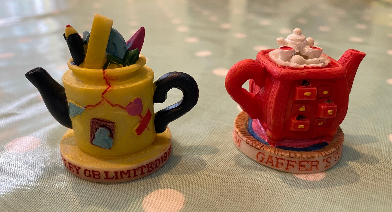 A Set of Retro Vintage Tetley Tea Pot Miniature Resin Etsy