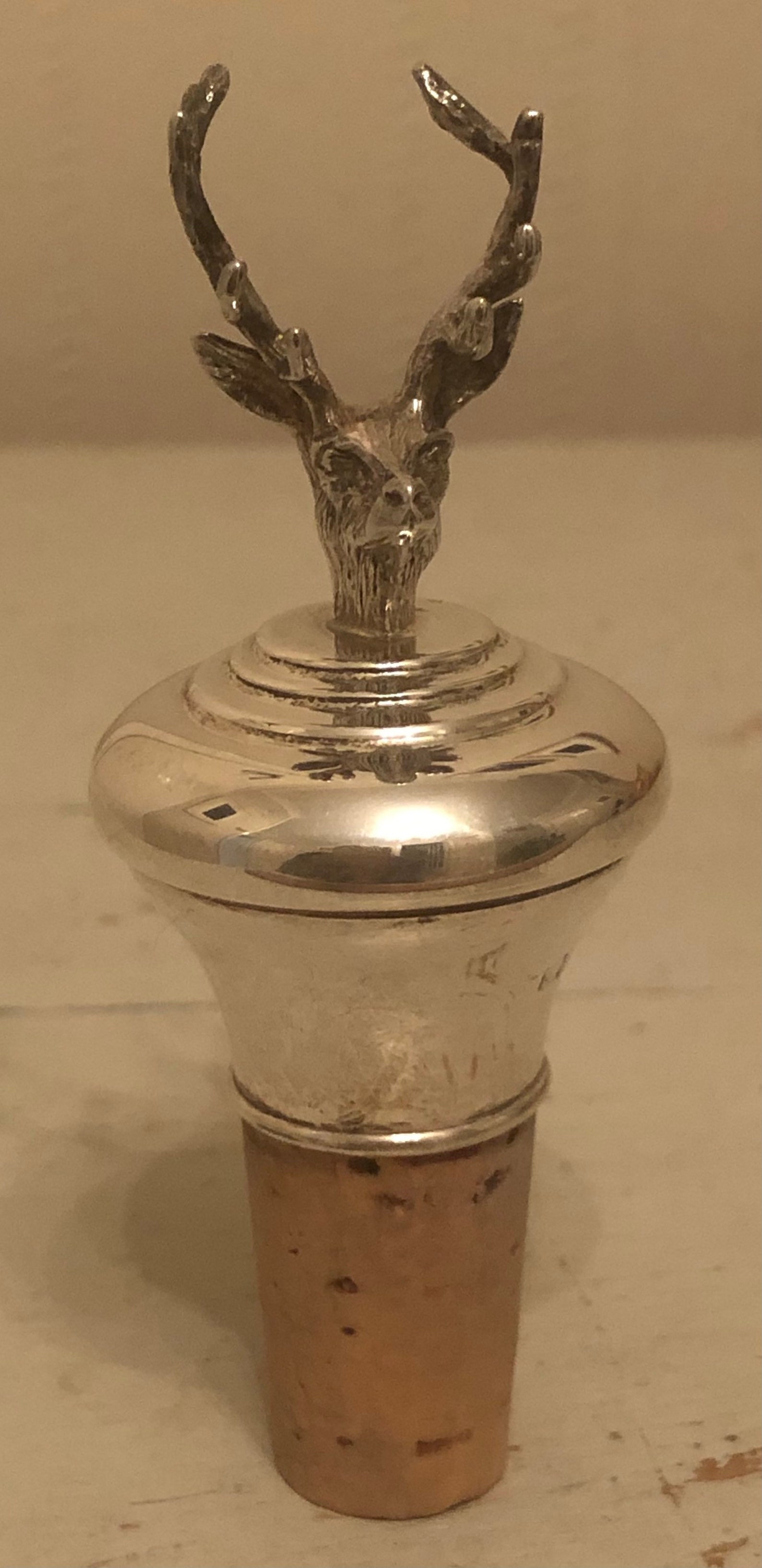 Hallmarked Silver Stags Head Cork Bottle Stopper Etsy