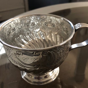 Vintage Viners Chased Silver Alpha Plate Cup