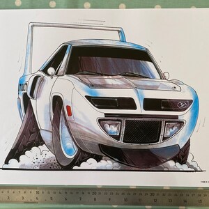 Dodge Charger Daytona Caricature A3  Vintage Print, c.1999