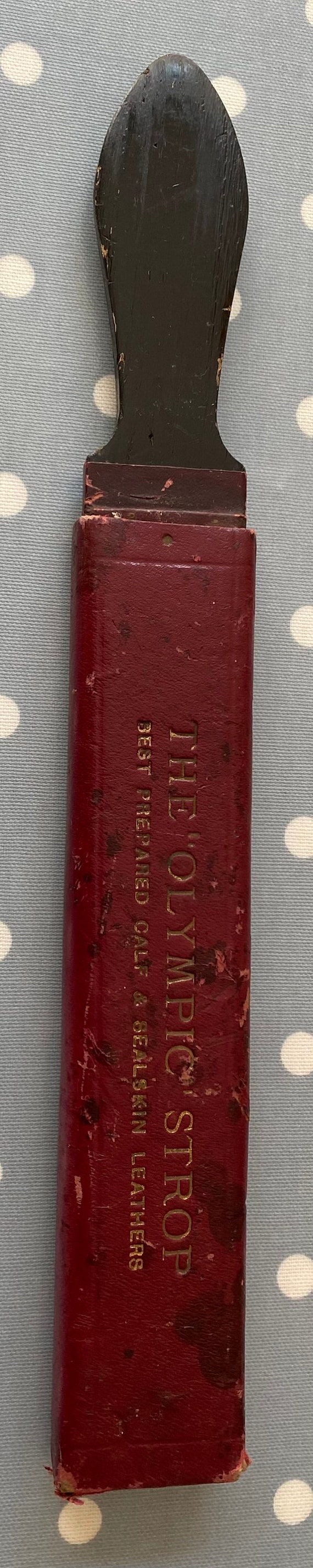 Antique Olympic Strop Barbers razor sharpening device Etsy