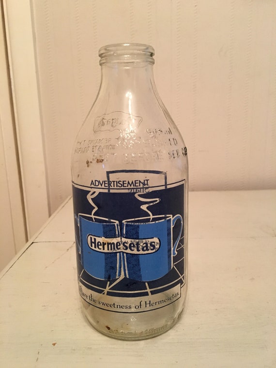 Vintage 1980s Advertising Milk Bottle: Hermesetas -  Hong Kong