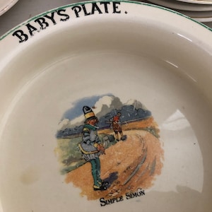 Vintage Baby’s Plate Depicting Nursery Rhyme: ‘Simple Simon’