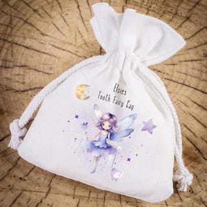 Tooth Fairy Bag, Personalised Tooth Fairy, Keepsake, First Tooth, Tooth Fairy Gift, Purple Fairy, Girls and Boys Tooth Fairy Gift