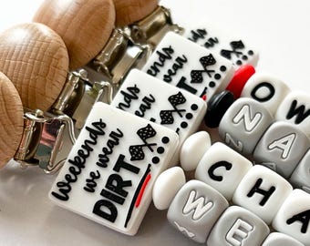 Motocross Personalized Pacifier Clip • Dirt Bike Baby Shower Newborn Gift