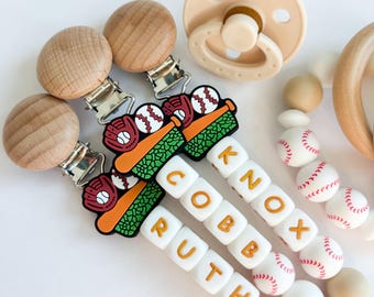Silicone Baseball Glove Pacifier Clip • Personalized Baby Shower Gift • Newborn Gift Baseball Mom