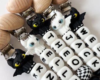 Dragon Personalized Silicone Baby Pacifier Clip • Movie Lover Mom Gift • Newborn Gift