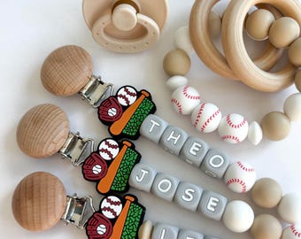 Baseball Glove Pacifier Clip • Personalize with Name • Baby Shower Newborn Gift Baseball Mom