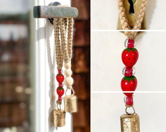 Strawberry Doorbell Door Hanger • Summer Garden Decor • Thoughtful Housewarming Gift