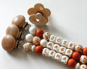 California Poppy Floral Personalized Silicone Pacifier Clip • Birthflower + Baby in Bloom Baby Shower Gift