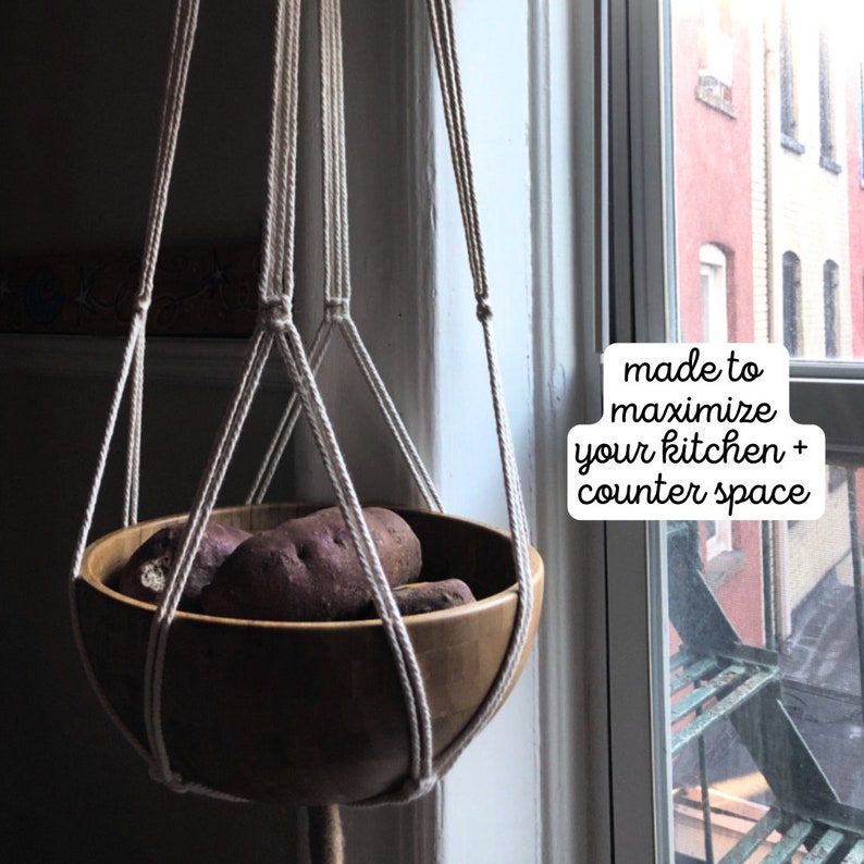 Hanging Fruit Basket, Macrame Produce Hammock, Thoughtful House Warming Gift