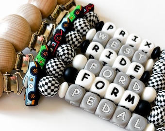 Race Car Personalized Pacifier Clip • Newborn Gift for Fast One Birthday